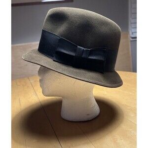 Vintage Dobbs 5th Avenue NY Porkpie Hat Brown Felt  Size 6 7/8 Roos Atkins Cali